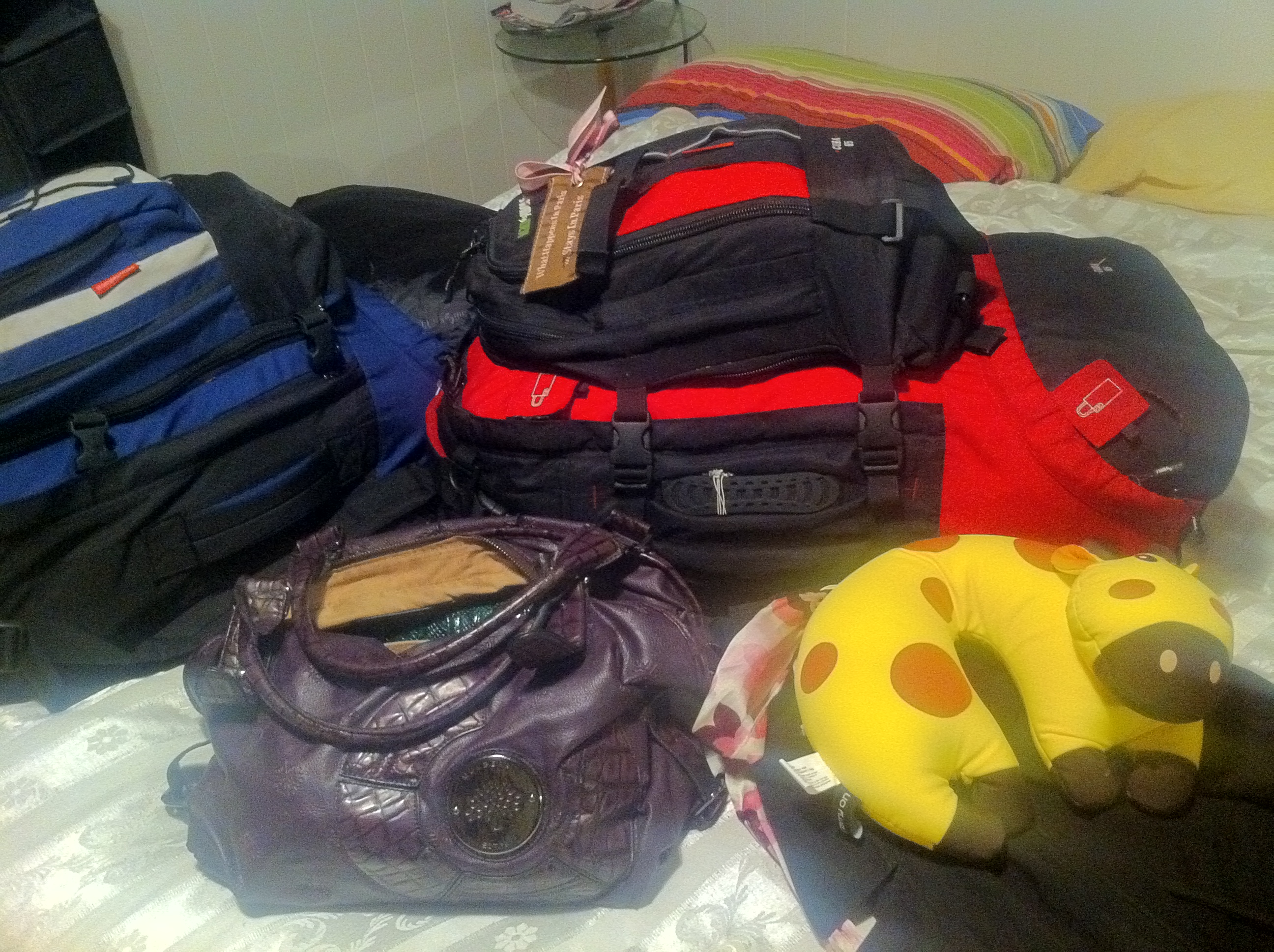 All of our belongings in a couple of backpacks...